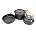 Wholesale Aluminum Oxide Outdoor Camping Cookware Pot Pen Kettles 3 in 1 Cooking Kit for Camping Traveling