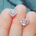 CAOSHI Newest Arrival 925 Silver Plated Jewelry Bling Bling Micro Pave Diamond CZ Zirconia Heart Earings for Valentine's Day