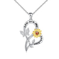Young Me Silver Plated Heart-shaped Zircon Sunflower Necklace with Trendy Butterfly Pendant Third Party Certified Accessories