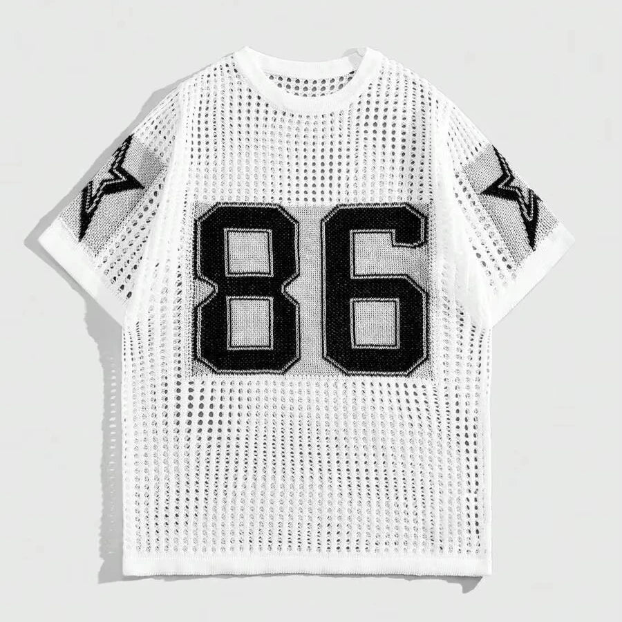Custom Design Logo Crochet Shirts Mesh Football Jerseys Summer Beach Short Sleeve Cotton Men Knitted Sweater Knitwear