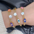 Simple Star Evil Eye Diy Beads Bracelets for Women Mother of Pearl Shell Enamel Hand Made Fashion Female Jewelry