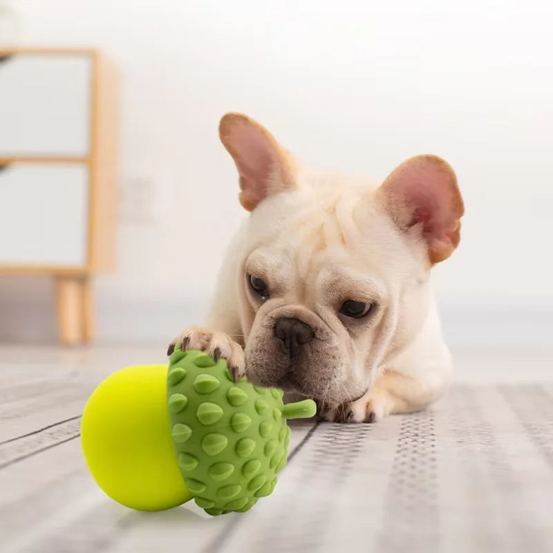 Juicepet Classic Simple Cute Dog Pinecone Silicone Chew Toy-Interactive Bite Resistant Teeth Cleaning Training Eco-Friendly