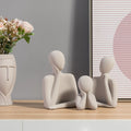 Abstract Decoration Living Room Design White Ceramic Family Three Set Sculpture
