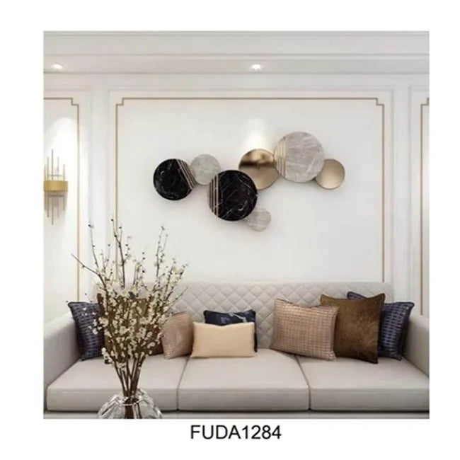180X84CM Retro Wrought Iron Handicraft Display Art Wall Hanging Vintage Round Metal Alloy Wall Decoration