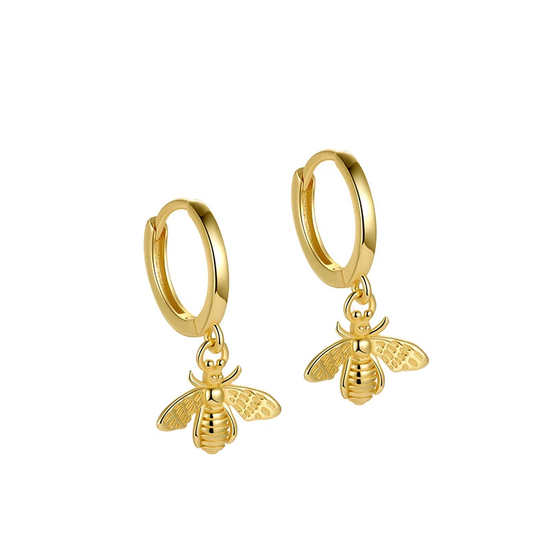 925 Sterling Silver Bee Dangle Earrings for Women Fashionable Cute Insects Jewelry for Wedding Christmas Parties Fine Charms
