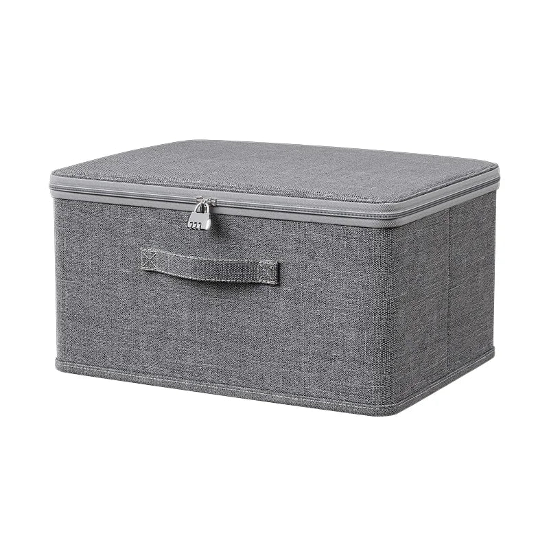 Rectangular Foldable Cloth Storage Box with Lock Bedroom Clothes & Sundries Sorting Fabric Organizer Office Storage Basket