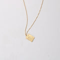 Fashion Stainless Steel 18K Gold Plating Hammered Square Pendant Necklace