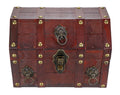 Antique Wooden Pirate Treasure Chest with Lion Rings and Lockable Latch Vintage Treasure Chest