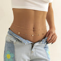 Ladies Summer Turquoise Sequin Pendant Gold Body Chain Layered Belly Chain Beach Body Jewelry Accessories Waist Chain Women