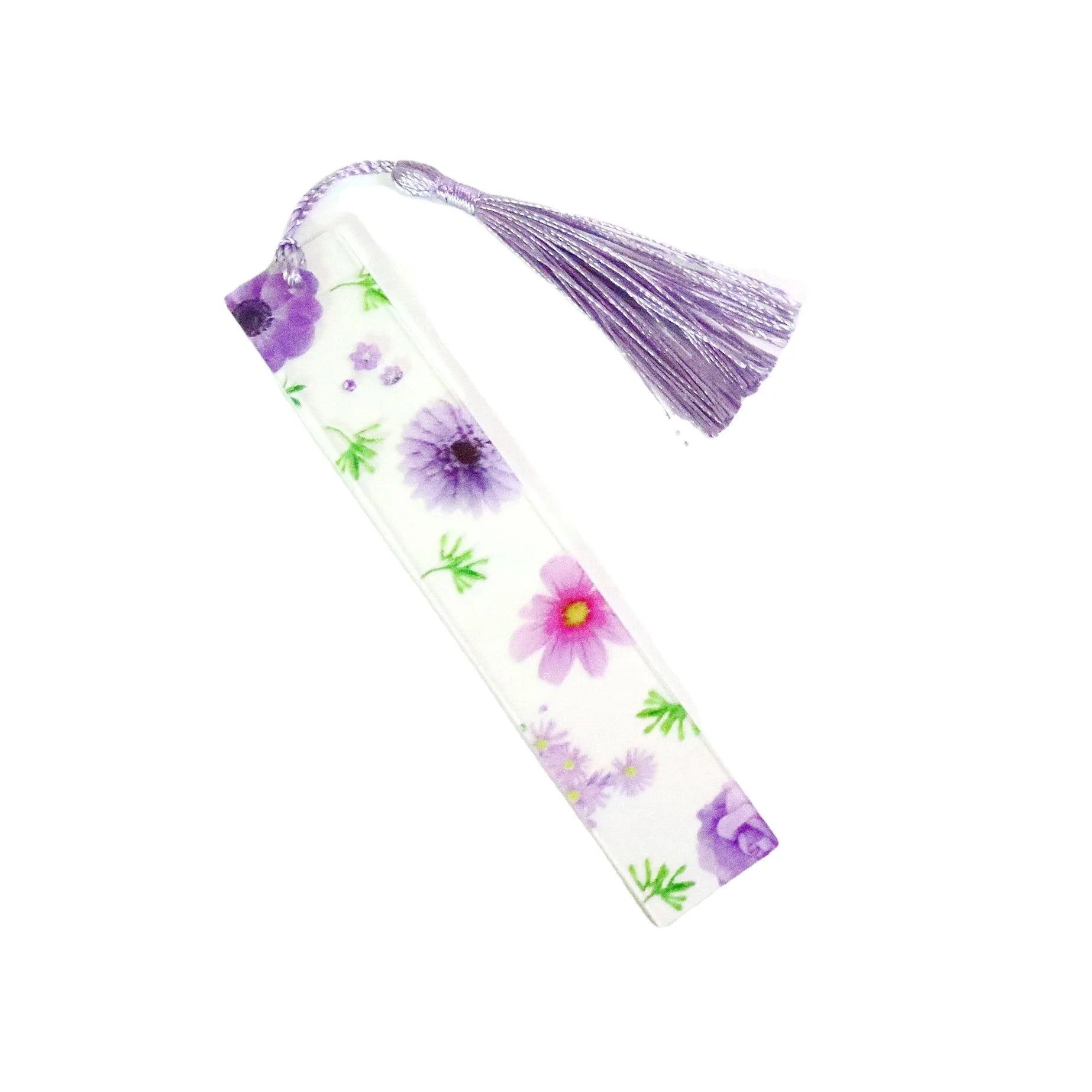 Rectangle Book Markers Tag Flower Clear Acrylic Bookmarks With Tassel