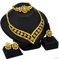 Jachon Fashion Jewelry Sets Dubai Flower Shaped Jewelry Set Smooth Shiny Necklace Bracelet Jewelry Set for Women