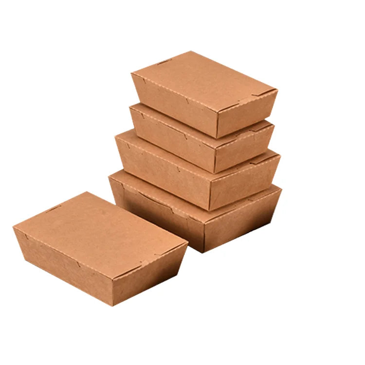 Wholesale Biodegradable Compostable Eco-Friendly Kraft Paper Food Carton Disposable Take-Out Packing Box for Fried Chicken Salad