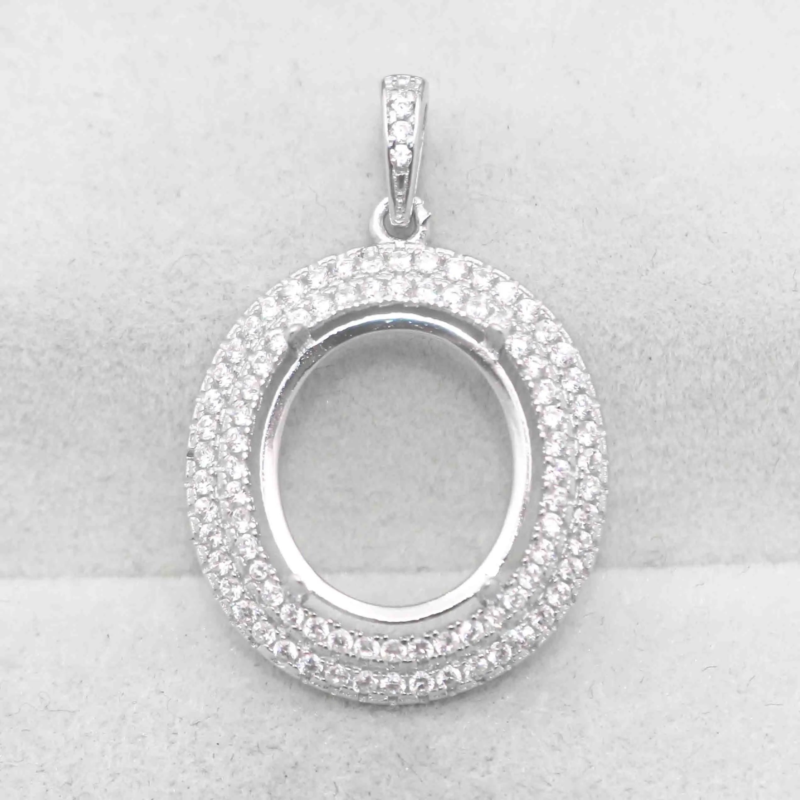 Sterling Silver 12*14mm Semi Mount Pendant Empty Frame Blank Support Setting S925 Base Holder Without Center Stone for DIY Inlay