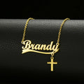 Luxe Minimalism Name Custom Letter Personality Stainless Steel Cross Necklace Design Jewelry 18K Plated Gold Necklace for Women