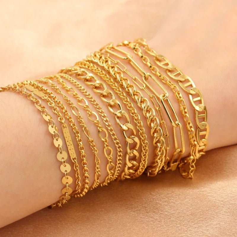 Factory Wholesale Gold Filled Link Chain Bracelet No Tarnish Fashion Jewelry Bracelets with Extender