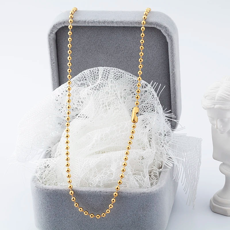 JINRUIYA Wholesale Stainless Steel Jewelry 18K Gold Plated Beads Choker Chain Necklace