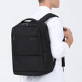 National Style Waterproof Unisex Laptop Backpack with USB Port Zipper Closure Black Color 20-39L Capacity Polyester