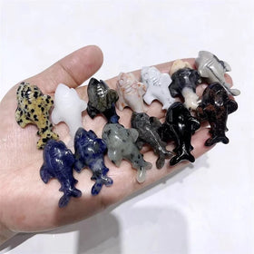 Wholesale natural crystal orange cacite obsidian rose quartz carved fish shark