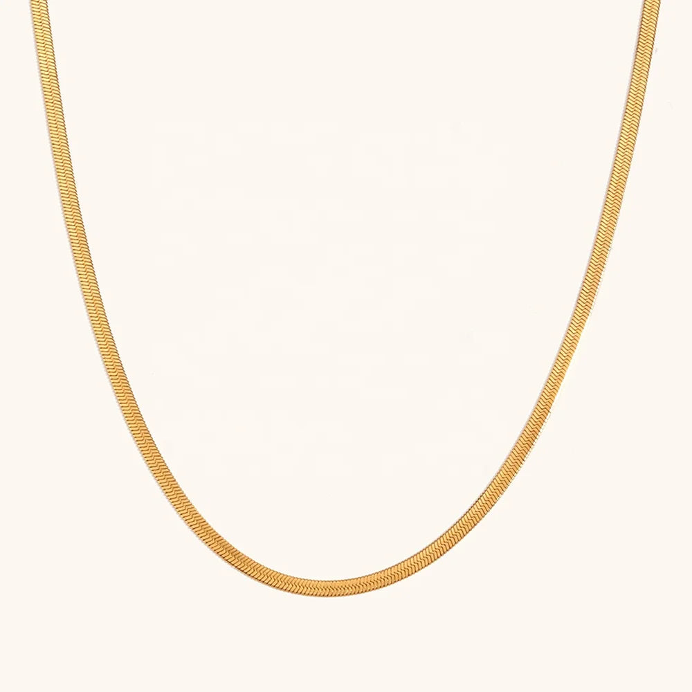 Dingran Factory Wholesale High Quality Stainless Steel Blade Chain Necklace 18K Gold Plated Choker Necklace