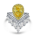 Sterling Silver Princess Crown Pear Shape Simulated Diamond Engagement Ring Queen Vintage Promise Bridal Ring for Women