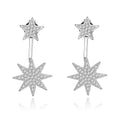 Fashionable octagon star diamond stud back hanging 925 sterling silver star stud earrings
