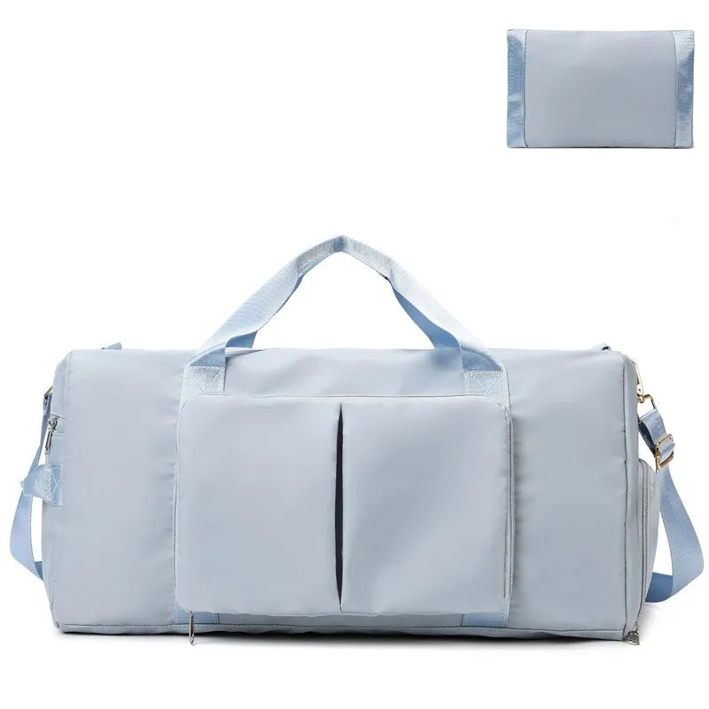 OEM Acceptable Foldable Zipper Travel Bag Large Travel Luggage Duffel Bag With Shoes Compartment Sport Gym Bag for Women Men