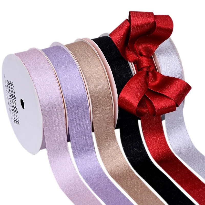 Ribest Package Silver Purl Satin Ribbon Custom Printed With Logo Personalised Rolls 22MM