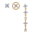 Summer Fresh Light Blue Flower18k Gold Brass Drop Earring 3pcs Set Japanese Korean Style Orchid Earring Stud for Women and Girls