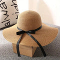 New Women's Big Brim Sun Hat Floppy Foldable Bowknot Straw Hat Summer Beach Hat