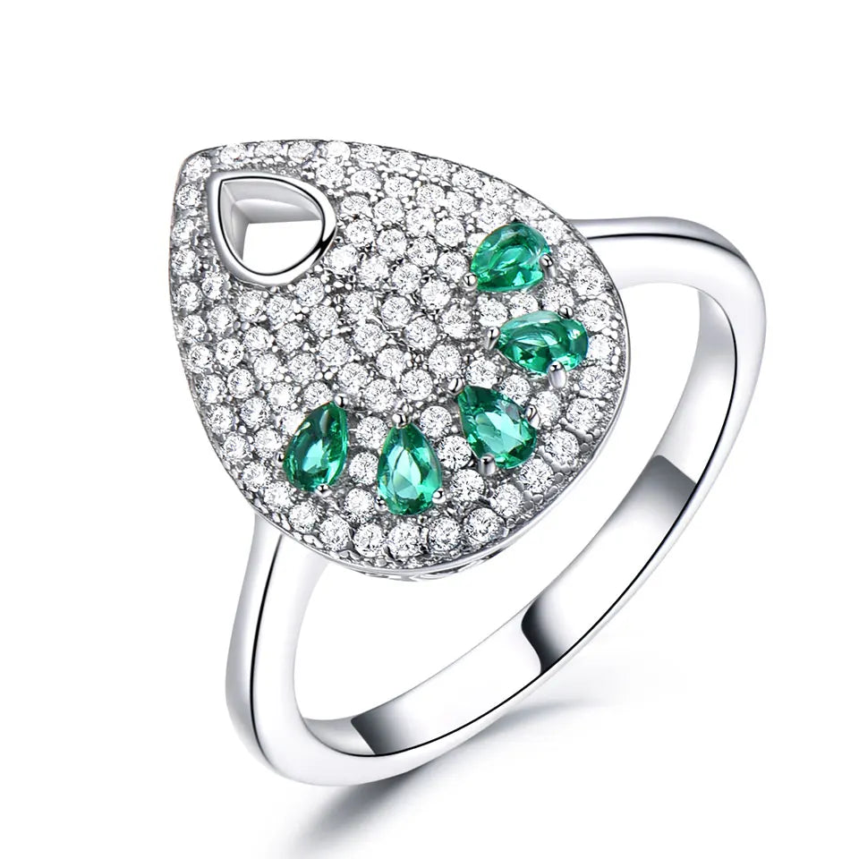 Trendy 925 Sterling Silver Gemstone Aquamarine Wedding Bands Rings Water Topaz Drop Main Stone Ring