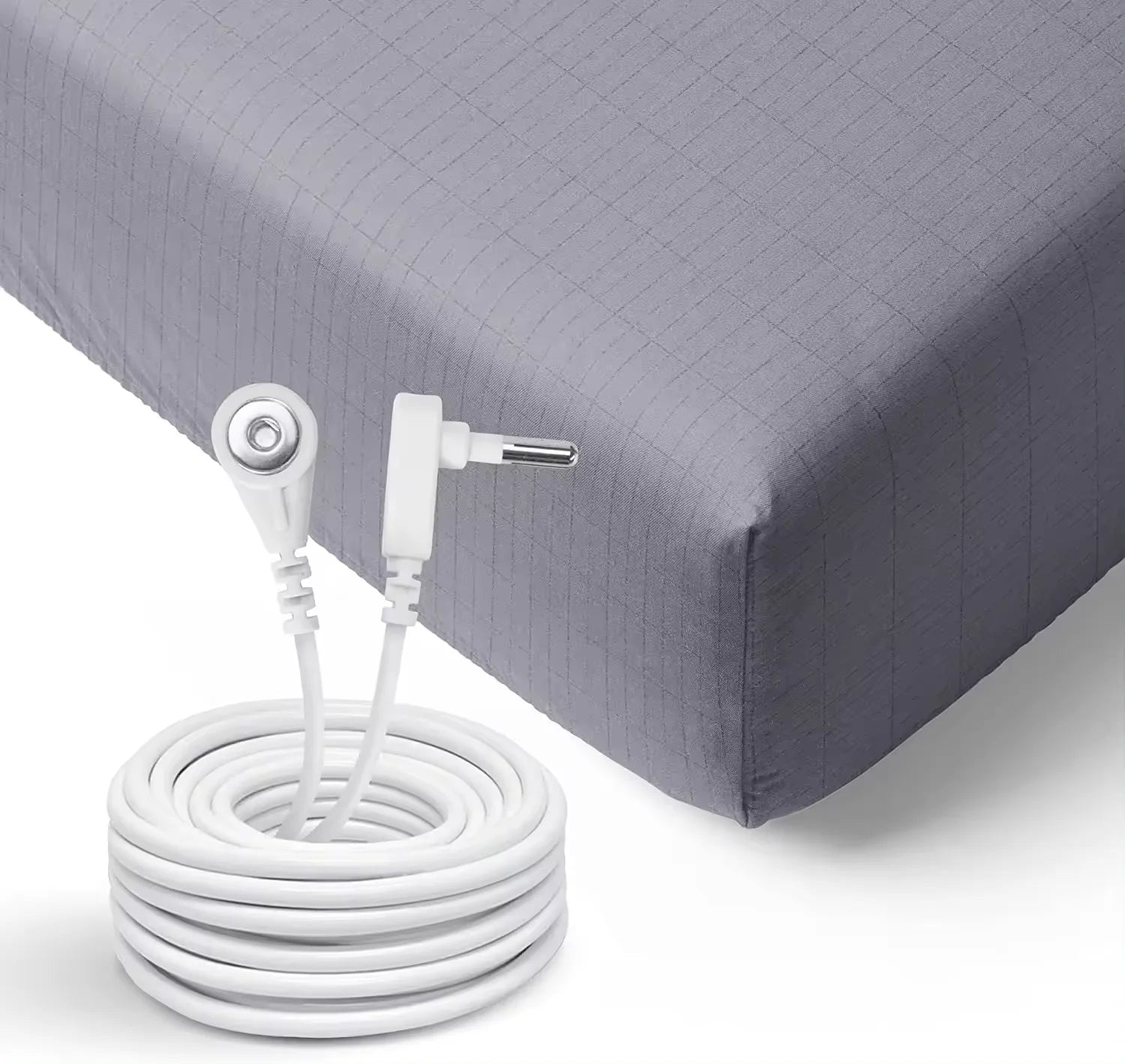 Organic Cotton Fitted Grounding Sheets With Conductive Silver Grounding Cord King Queen Size for Better Sleep Native Health