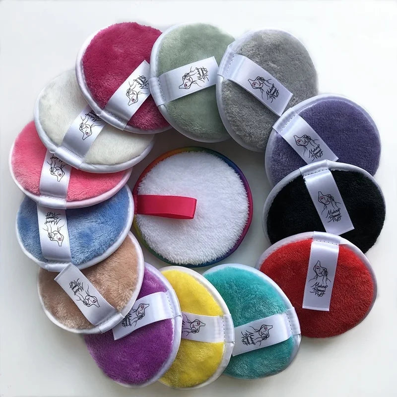 Customized Logo Organic Eco Friendly Bamboo Fiber Washable Microfiber Pads Reusable Cotton Facial Cleaning Makeup Remover Pads