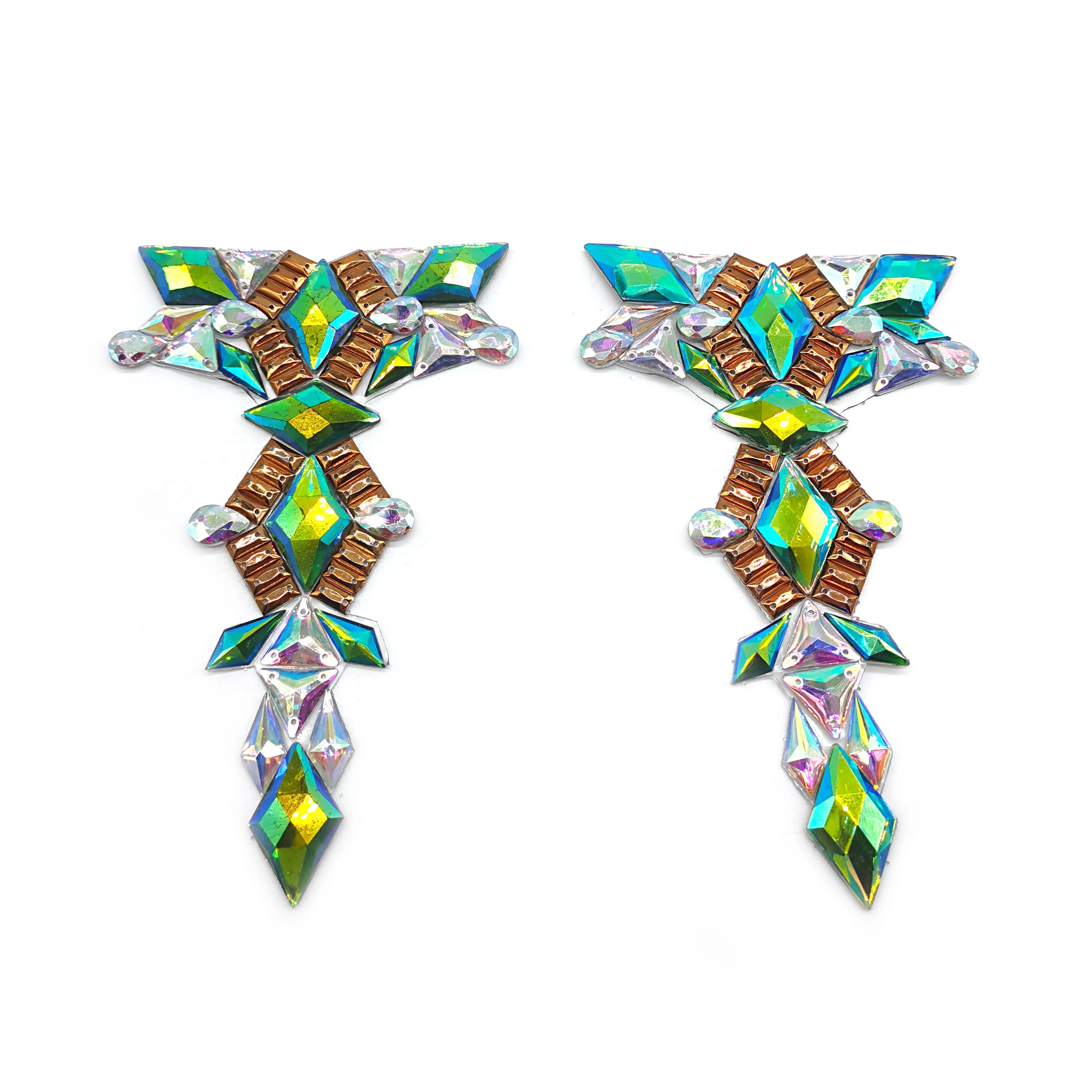 Multicolor Resin Rhinestone Applique Bodice Iron on Rhinestone Applique Patch for Carnival Fiesta Party Costume Accessories