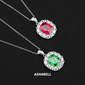 New 925 Sterling Silver Jewelry Necklace Ruby Pendant Diamond Female Ins Style Wedding Jewelry