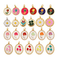 Daisy Tulip Clover Flower Charm  Gold Filled Dainty Enamel Attachment for Necklace Bracelet  Handy Craft Jewelry Supplies L12