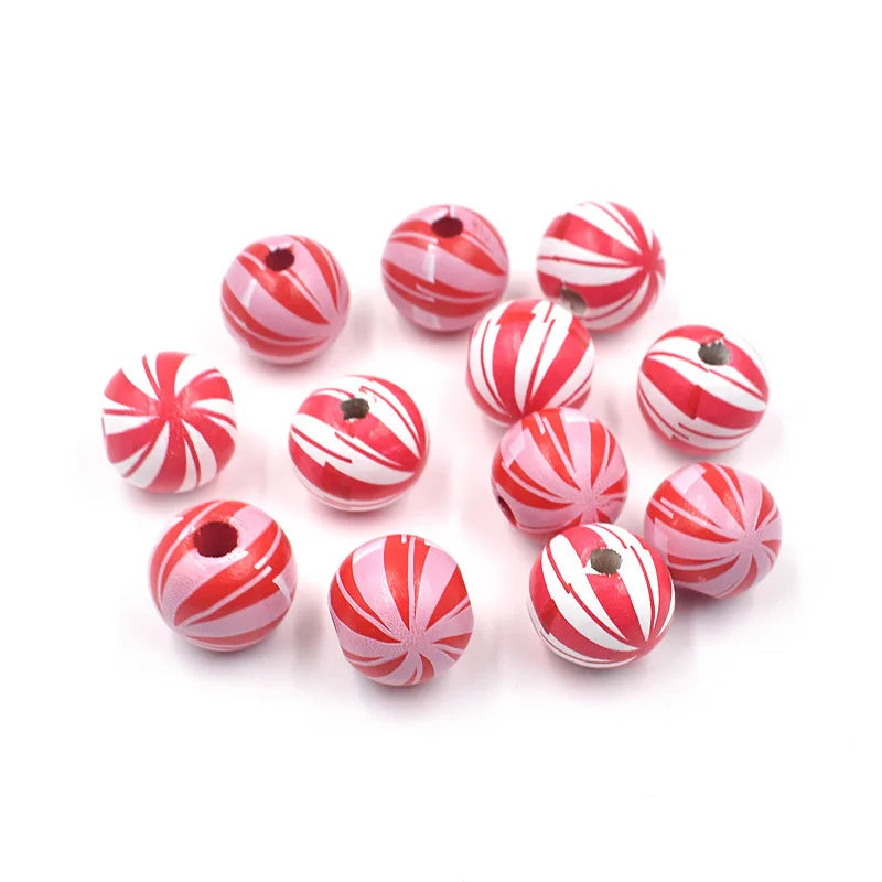 Scattered 16mm Red Windmill Wood Beads for DIY Festival Home Decor Dyeing Wooden Accessories
