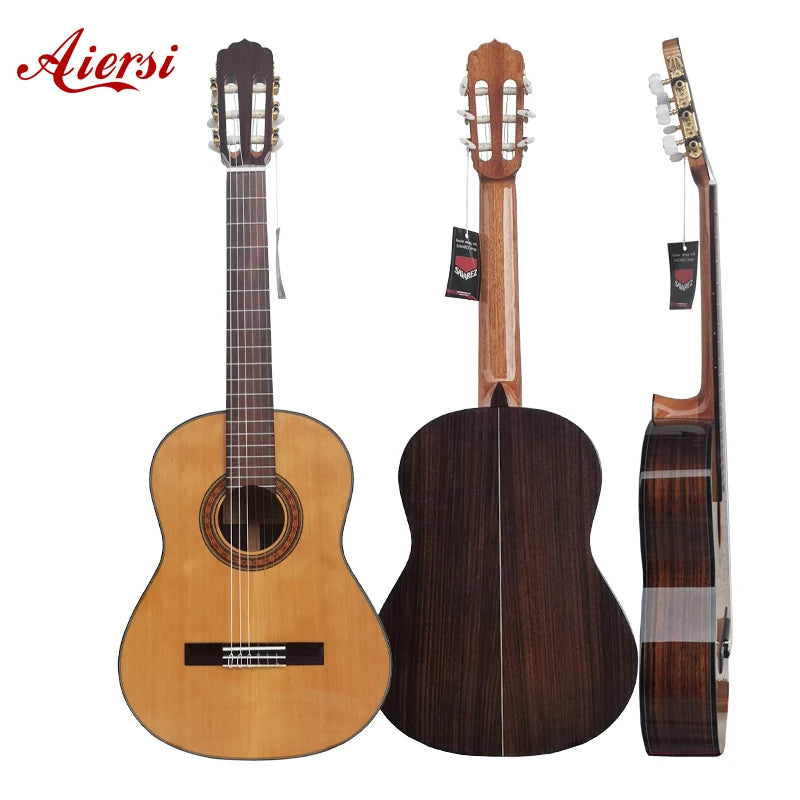 China Aiersi Brand Professional Handmade 39 Inch Solid Cedar Top Nylon String Spanish Classical Guitar Musical Instrument