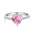 2022 Hot Sale Engagement Wedding Jewelry Temperament Sterling Silver Ring Classic Pink Heart Zircon Ring for Women Girls