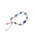 Newest Freshwater Pearl Bracelet with Gold Plating and BlueTianhe Stone Healing Crystal Charm for Gift