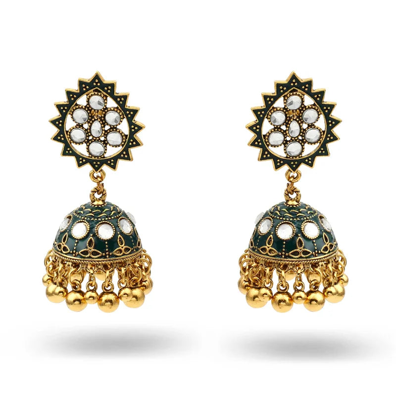 Earrings Manufacturer of Indo Western Meenakari Jewellery Jhumka Earring With Gold Plating for Export Dubai Indian Jewelry