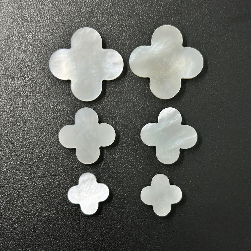 Popular Clover Mother of Pearl Four Leaf Clover 10x10x2mm 11x11x2mm Natural Gray MOP White MOP Stones