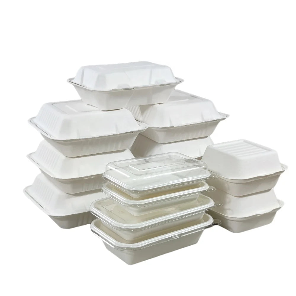 Wholesale Bioleader Biodegradable Sugarcane Bagasse Paper Catering Boxes Lunch Containers Togo Microwave Safe PFAS/BPA Free Lid