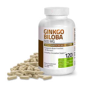 Ginkgo Biloba Capsules 500 mg Extra Strength 500 mg Per Serving Supports Brain Function & Memory Support for Men and Women