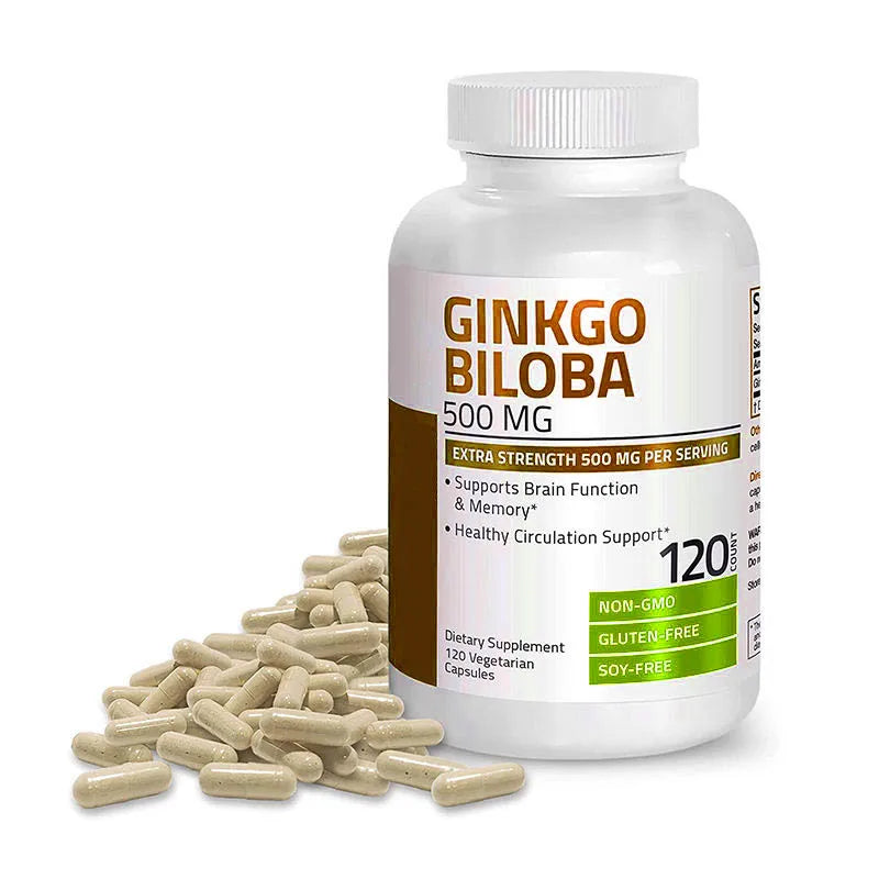 Ginkgo Biloba Capsules 500 mg Extra Strength 500 mg Per Serving Supports Brain Function & Memory Support for Men and Women