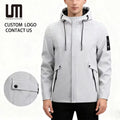 OEM ODM Autumn Winter Men's Plus Size Windbreaker Outerwear with Hood Custom Logo on Front Wholesale Jackets Coat