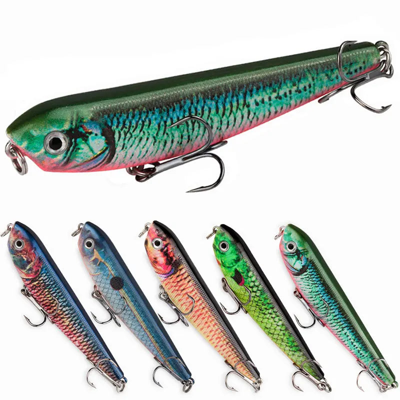 9cm 9.5g Artificial Hard Baits 3D Printed Pencil Fishing Lure Iron Plate Bionic Bait for Zander Deep Sea Boat Fishing