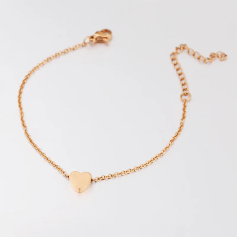 Gold Plated Heart Charm Watch Band Bracelet Stainless Steel Pulsera De Mujer Lettering Fashion Jewelry Friendship Bracelets