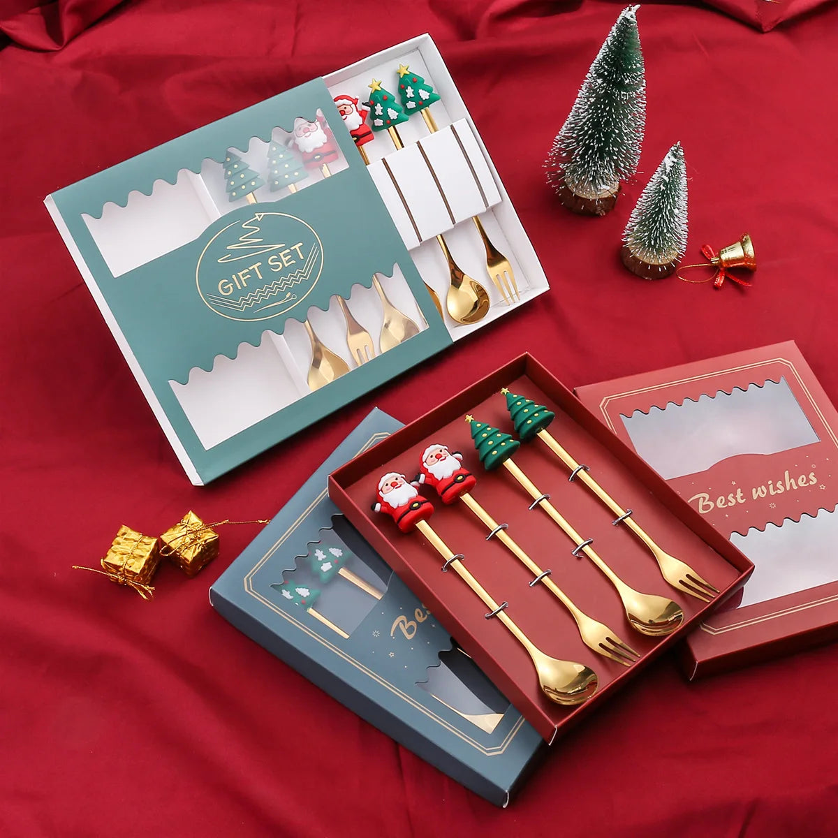 6pcs Best-selling Christmas Gift Stainless Steel Gold Plated Mirror Polish Eco-Friendly Coffee Spoon Set for Presents