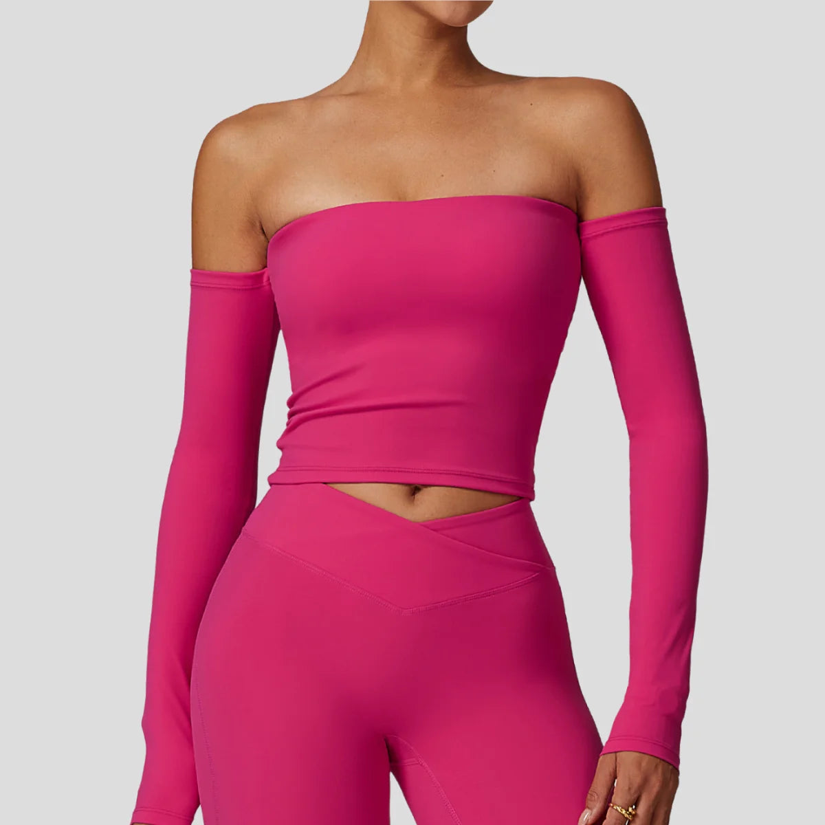 gym wears for ladies Lightweight Casual Sports Yoga T-Shirt Quick Dry Breathable Top with Off-shoulder Design and Chest Pad