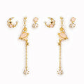ZUOLA Fashion Piercing Jewelry 925 Silver Posts Gold Plated Studs Earring Hanging Moon Star Charm Trendy Earring for Women